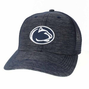 trucker hat heather navy with embroidered Penn State Athletic Logo